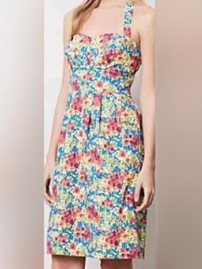 Anthropologie Girls From Savoy 6 Garden Party Midi Dress Retro Strapless Floral